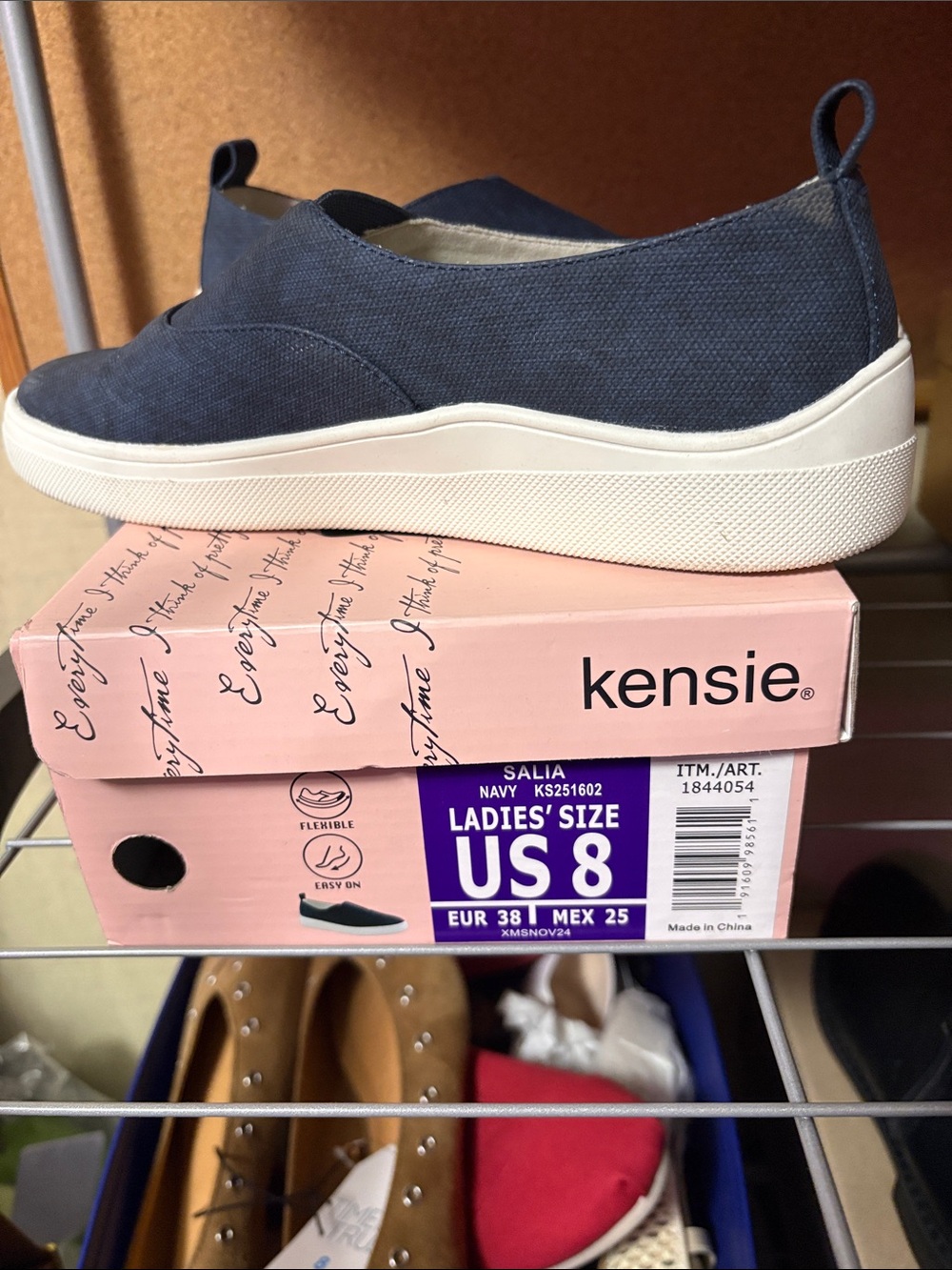 Kensie Navy Canvas Slip-On Sneakers with White Sole